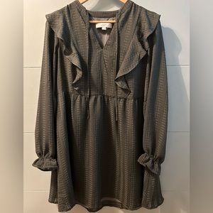 Loft Green Ruffled Textured dress